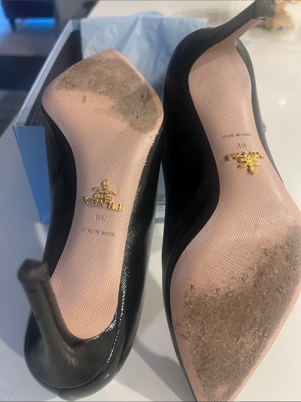 Prada Black Patent Pointed-Toe Pumps - Picture 3 of 6